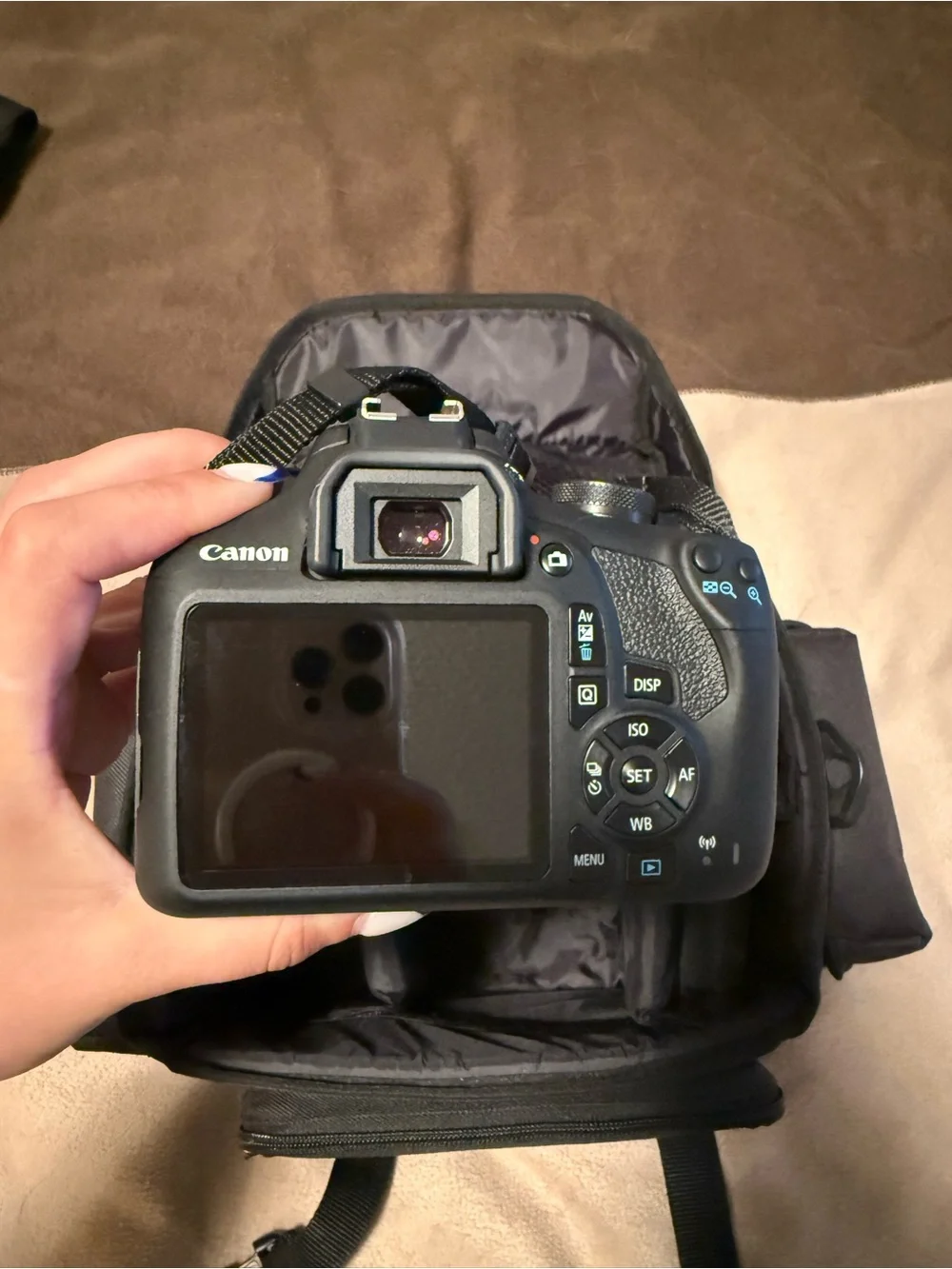 Canon Rebel T7 Black Camera Body with Two Black Canon Lenses and Carrying Case
